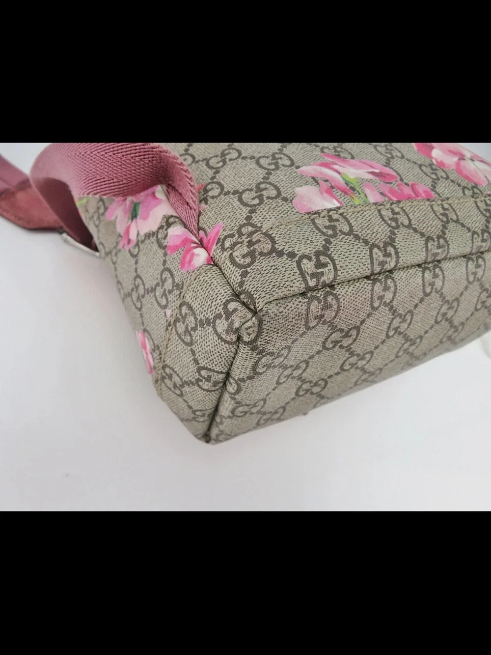Gucci Floral GG Supreme Canvas Backpack in Pink and Green